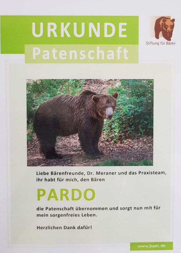 Patenschaft-Pado, Bär, Urkunde